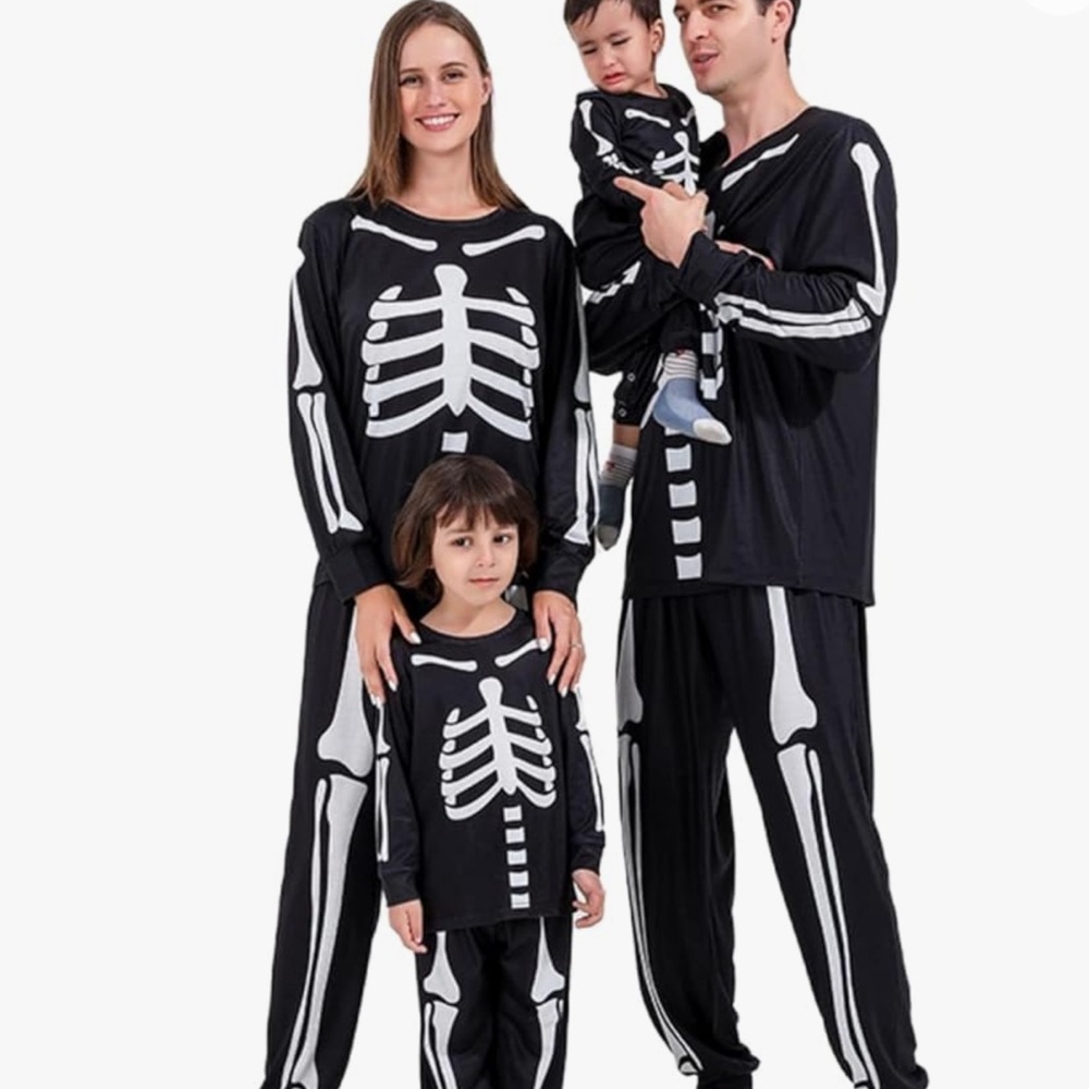Halloween Pajamas Sets Funny Skeleton Printed Pant Set Women Medium